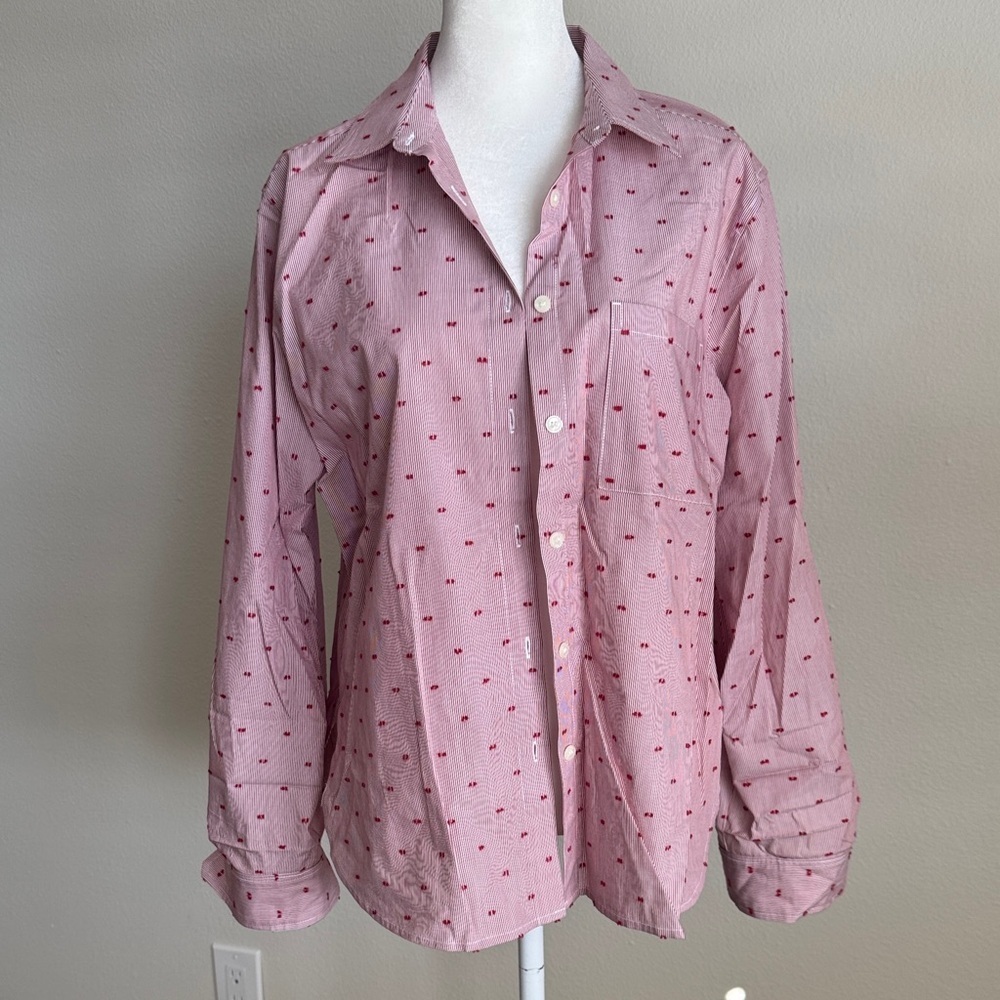 LOFT Pink Shirt with Red Pattern